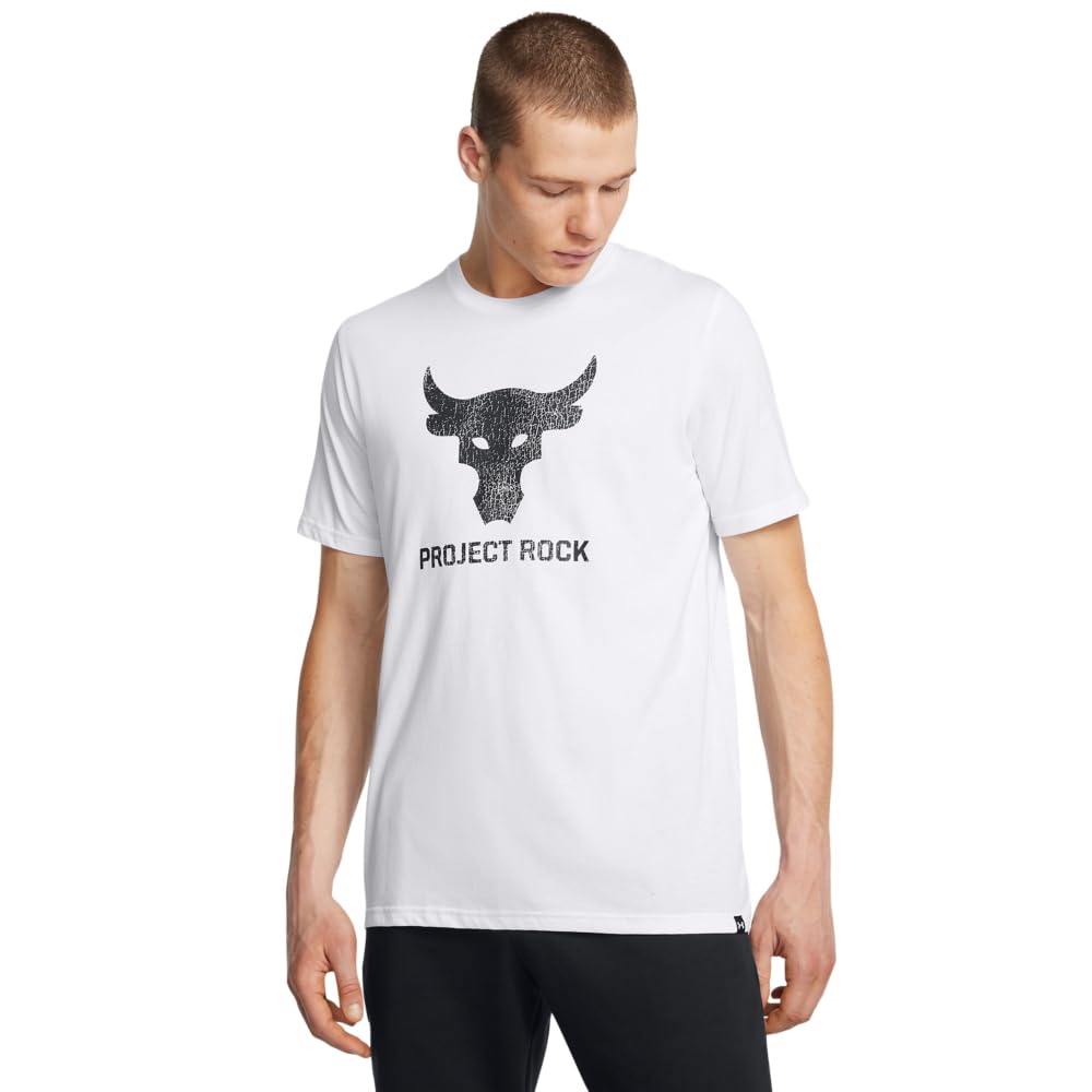 Under Armour Men’s Project Rock Payoff Graphic Short Sleeve T Shirt, (100) White / / Black, 3X-Large