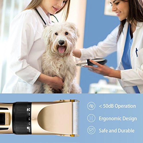 BigTron Professional Rechargeable Electrical Pet Grooming Clipper Kit for Dog and Cat Hair with Trimmer and Shaver