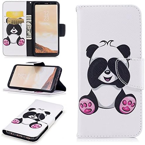 Galaxy S8 Case, S8 Case, Art Color Painting Design PU Leather Magnetic Closure Flip Folio Wallet Cover Case for Samsung Galaxy S8 with Card Slot Kickstand ( Color : Big panda )