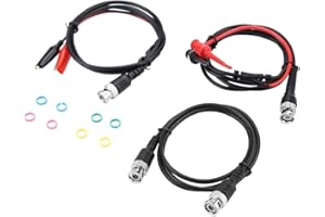 Oumefar Coaxial Cable BNC to BNC Chip Multimeter Test Hook Set Testing Lead Kit Oscilloscope Probes BNC to Alligator Clips fo