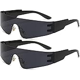 AIEYEZO Modern Fashion Rimless Futuristic Wrap Around Sunglasses Women Men Cyberpunk Visor Sun Glasses Trendy Future Shades