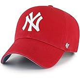 '47 New York Yankees Ballpark Clean Up Dad Hat Baseball Cap - Red/Blue Bottom, Red, White, Blue