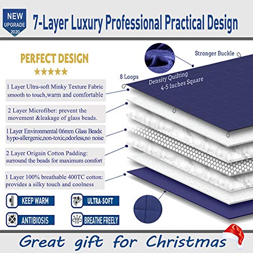 HIHIYO 7lb Weighted Blanket Kids Reversible,DoubleSided Cooling Cotton Top+Soft Minky Fleece