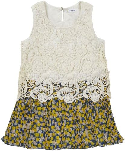 Dino Bebe Girls' Lace And Flowers Dress (Toddler/Kid) - Yellow - 4