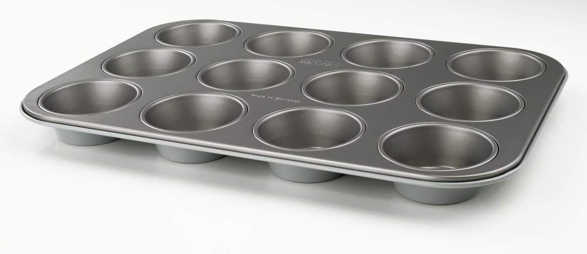 Zenker tin Candy 38,5x26,5x3 cm makes 12 Muffins in pink-silver, Stainless Steel, 38.5 x 26.5 x 3 cm