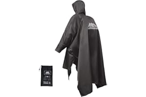 Waterproof Lightweight Reusable Rain Poncho with Adjustable Hood and Arms for Hiking, Camping, Raincoat for Men Women Adults