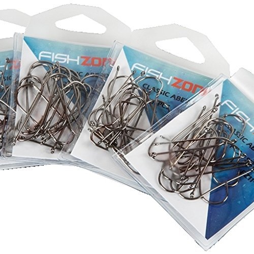 100 Hooks - FISHZONE Superior Classic ABERDEEN Sea Fishing Hooks.- Available in size 4/0, 3/0, 2/0, 1/0, 1, 2, 4 and 6 - Ideal for most Sea Fishing Needs (100 hooks - size 1/0)