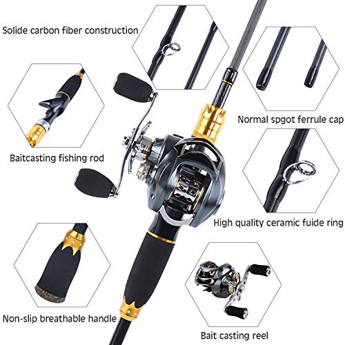 Sougayilang Angelruten- und Rollen-Kombinationen, 24-Tonnen-Kohlefaser-Angelruten mit Baitcast-Rolle, 7.0:1-Getriebe für SüÃwasser auf Reisen – Bild 4