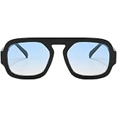 ADE WU Trendy Square Aviator Sunglasses for Women Men | Retro 70s Stylish Tinted Sunglasses, Chic Vintage Oversized Flat Top