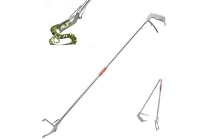 CHUERLIEY 60" Snake Grabber Tool, Wide Jaws Snake Reptile Tongs, Collapsible 2 Sections Snake Stick Pole Pliers, Snake Catche