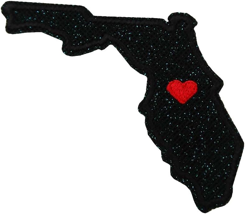 Mixed Media - Black Glitter Sparkle I Love Florida FL Home State Embroidered Iron On Patch