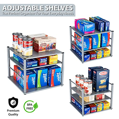Kitchen Organizer Full Metal 3Tier Pantry Organizer with Adjustable Shelves Kitchen