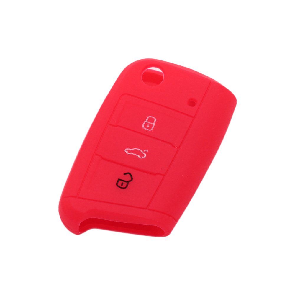 BROVACS Silicone Cover Protector Case Holder Skin Jacket Compatible with VOLKSWAGEN 3 Button Flip Remote Key Fob CV9803 Red