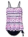 Hilor Women's Bandeau Blouson Tie Tankini Set Two Piece Swimsuit