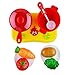 Acekid 20-Piece Kids Plastic Fruits Vegetables with Basket Cookware Cutting Food Set Stovetop Pretend Cooking Toys