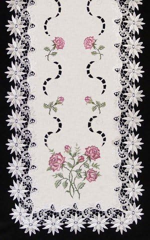 SinobriteH0608-RS Pink Rose Lacey Edge Square Doily, 12 in.