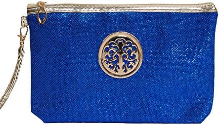 JNTOP Stud Glitter Zipper Clutch Handbag Royal Blue