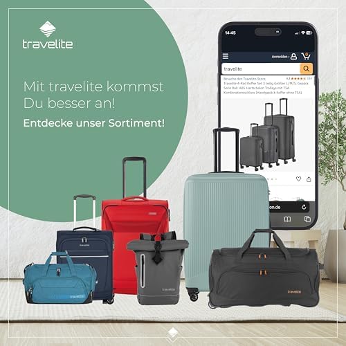 4-Rad Koffer Set Weichschale aus recyceltem Material, Größen L/M/S + Reisetasche, Gepäck Serie VIIA: Trolley Set mit Handgepäck im IATA Bordgepäck Maß