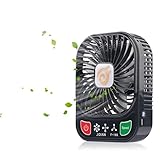 D-FantiX 4-inch Portable Fan 3 Speeds Mini USB Fan Rechargeable Desktop Fan Handheld Fan Battery Operated with LED Light (Black)