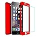 Jaorty 360 Full Body Protection Hard Slim Case Coated Non Slip Matte Surface + Tempered Glass Screen Protector for iPhone 6s / 6 (4.7-inch) - Red