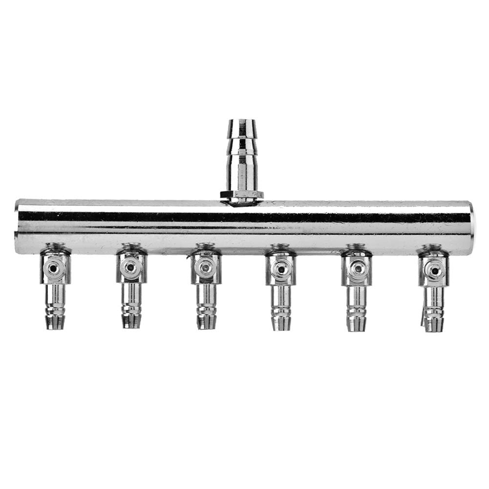 Pssopp Fish Tank Air Splitter Stainless Steel Aquarium Air Control Valve Fish Tank Oxygen Distributor Aquarium Air Pump Accessories (6 Way)