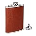 GDLF Men Hip Flask, Stainless Steel Flask, Brown Leather Pocket Drinking Flask for Storing Whiskey Alcohol Liquor, 8 oz