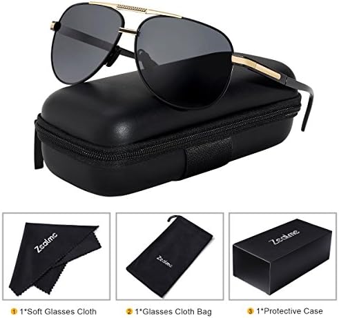 Zealme Polarized Fashion Aviator Anti Glare Pilot Driving Fashion Lightweight Durable Unbreakable Frame Cycling Fishing cycle Hiking Dark Sunglasses for Men Women (Black2) BM110