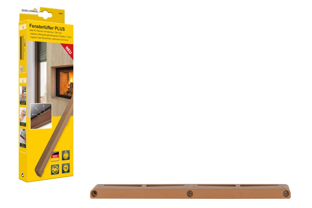 Schellenberg 46608 Window Fan Plus, Extension to Window Rebate Fan Starter Set, Automatic Fan Flaps, Mounting on Window Frame, Brown