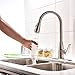 Friho Modern Brushed Nickel High Arc Stainless Steel Pull Down Sprayer Single Handle Kitchen Sink Faucets, Pull Out Kitchen Faucets with Deck Escutcheons