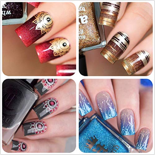 Ejiubas Nail Stamping Plates Double Side Nail Art Stamping Kits DIY Layering Plates Nail Stamper Templates 2pcs Nail Art Design EJB-X14 X15