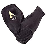Agon Arm Compression- SINGLE SLEEVE With Padding Elbow Brace Support Sports Cooling Arm Sleeves Unisex Sun Block UV Protection Cooler Protective Hands Arm Cover Long Sleeve Skin Protection (Large)