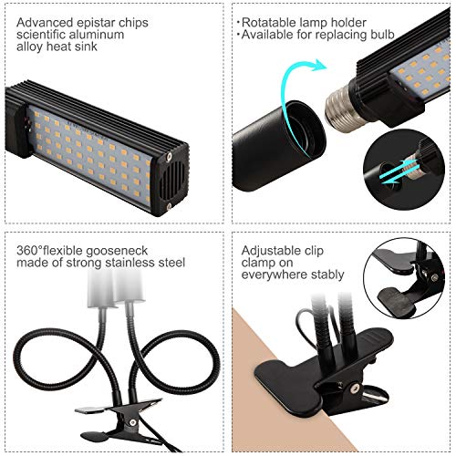LED Full Spectrum Grow Lights for Indoor Plants, MFXMF 45W 88LED Sunlike Plant Lamp with Replaceable Bulb,2-Head Divide Control Adjustable Gooseneck for Indoor Plants, Vegetable, Flowers, Fruits, Suc