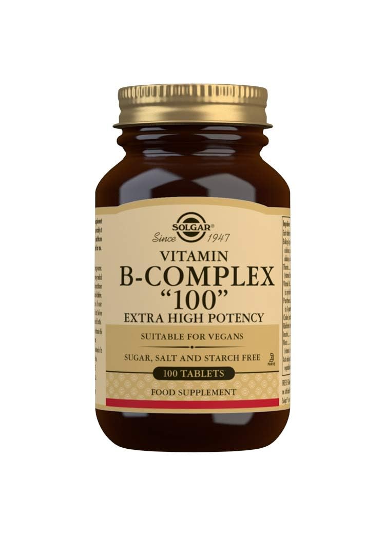 Solgar Vitamin B-Complex "100" Extra High Potency Vegetable Capsules - Pack of 100 - Key Vitamin B Combination - for Increased Energy and Mental Performance - Vegan and Gluten Free