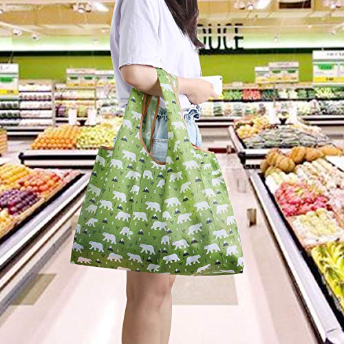 Reusable Grocery Bags,10 Pack Extra Large Foldable Nylon Tote Bag Heavy Duty Washable Eco Friendly Shopping Bags with Pouch attached