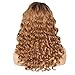 YIROO Hair Ombre Highlight Honey Blonde Curly Lace Front Wigs Human Hair for Women 13x4 Lace Front Wig 12A Brazilian Remy Hair TL412 Colored Lace Frontal Wig Pre Plucked with Baby Hair 180% Density