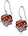 Amazon Collection Sterling Silver Marcasite Red Glass Heart Earrings and Curb Chain Pendant Necklace Jewelry Set