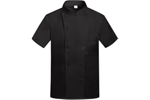 ARYAPYPER Unisex Short Sleeve Chef Coat Jacket Lightweight Uniform,Breathable,Comfortable Button Closure - Kitchen,Restaurant