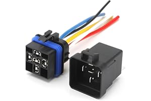 BLAU GRUN 1 Pack Waterproof Relay with Harness, 5-Pin SPDT 12V 40/30 AMP, Heavy Duty 12 AWG Tinned Copper Wires, Automotive Marine Relays Universal for Boat, Truck, Van, Motorcycle