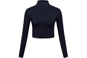 Kindcall Lightweight Mock Turtleneck Crop Tops Long Sleeve Casual Base Layer for Women