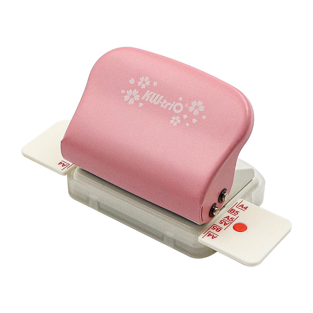 NUZAMAS 6-Hole Punch Loose Leaf Paper Puncher Portable Handheld Metal Circle Punch Paper Puncher for A4 A5 B5 Notebook Scrapbook 5 Sheet Capacity Pink