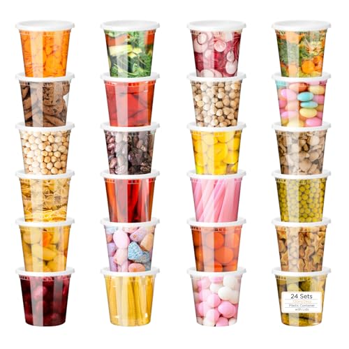 VINATO Airtight Food Containers, 24pcs 720ml/24oz Deli Food Containers with Lids, Reusable, BPA Free, Dishwasher and Microwave Safe