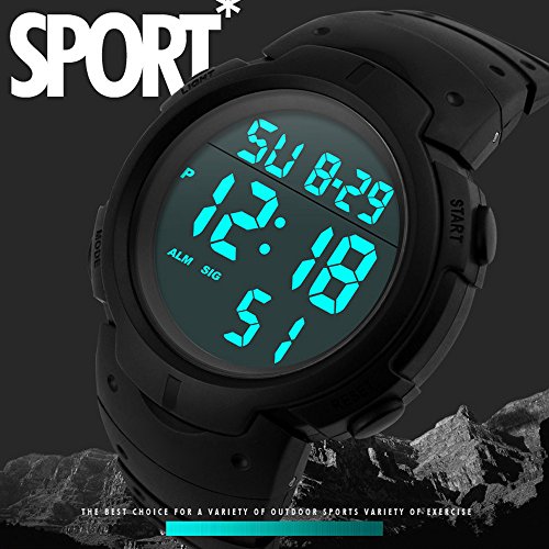 Sport Watch, 50M Waterproof Watch, Sport Wrist Watch for Men Women Kids, Digital Watch with Alarm Date and Time (Black1) - Thumbnail 4