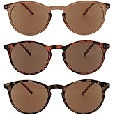 LookLux Reader Sunglasses Women, Small Round Prescription Reading Sunglasses with Readers with Spring Hinge