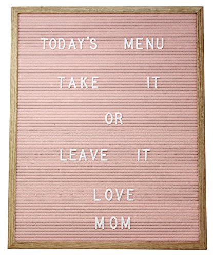 16 X 20 Changeable Letter Board - Pink Felt with Solid Oak Frame, Wall Mount, Canvas Bag, and 290 Characters - by Executive Office Solutions