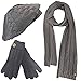Cable Knit Beret Hat Scarf & Glove Matching 3 Piece Set Set