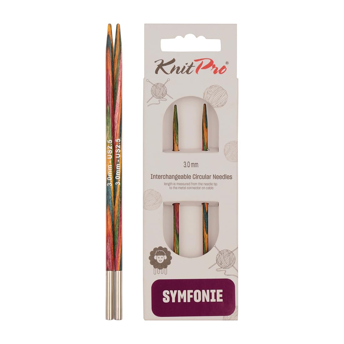 KnitPro Symfonie Interchangeable Circular Needles 4" (10cm) | 3.00mm