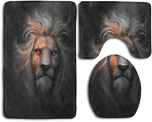 Bathroom Accessories Bath Rug Microfiber 3D Pattern Dope Lion Sets 3 Piece Toilet Mats Non-Slip Shower Floor Rugs Pedestal Rug + Lid Toilet Cover + Bath Mat