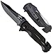ANVIL BLADESMITHS BULLSHARK G-10 8CR13 Folding Pocket Knife with Glass Breaker and Seatbelt Paracord Cutter - Straight Blade Black
