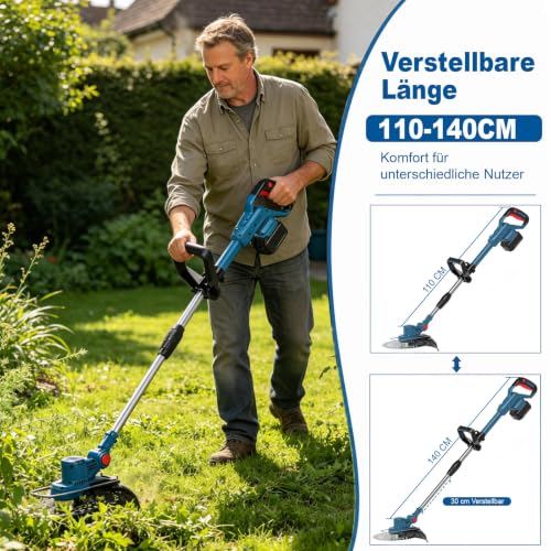 Akku Rasentrimmer für Makita Rasentrimmer Akkus mit 5 Klingentypen Bürstenlose Rasentrimmer mit Unkrautbürste mit Tap&go (ohne Akku) (Blue) | Without battery and brushless grass trimmer