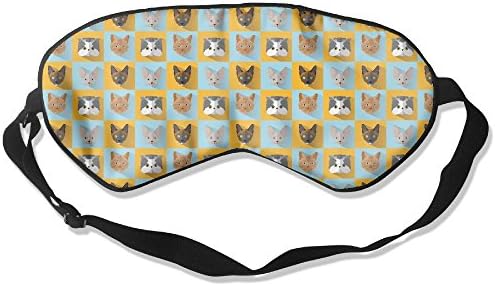 Teesofun Comfortable Sleep Eyes Masks Cute Cats Face Seamless Art Design Sleeping Mask For Travelling, Night Noon Nap, Mediation Or Yoga